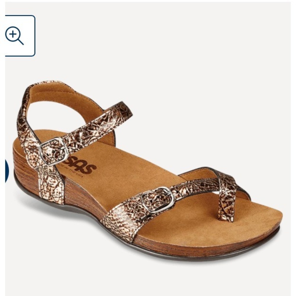 SAS Pampa Fantasia Sandals Leather Gold Womens 6.5‎
